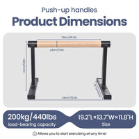 Push Up Bars Parallettes Bars Non Slip Ergonomic Arm Strength Trainer Support 440.9Lbs Heavy Duty Calisthenics Equipment for Home Gym Upper Body Strengthener Exercise Fitness Workout Stands for Men Women