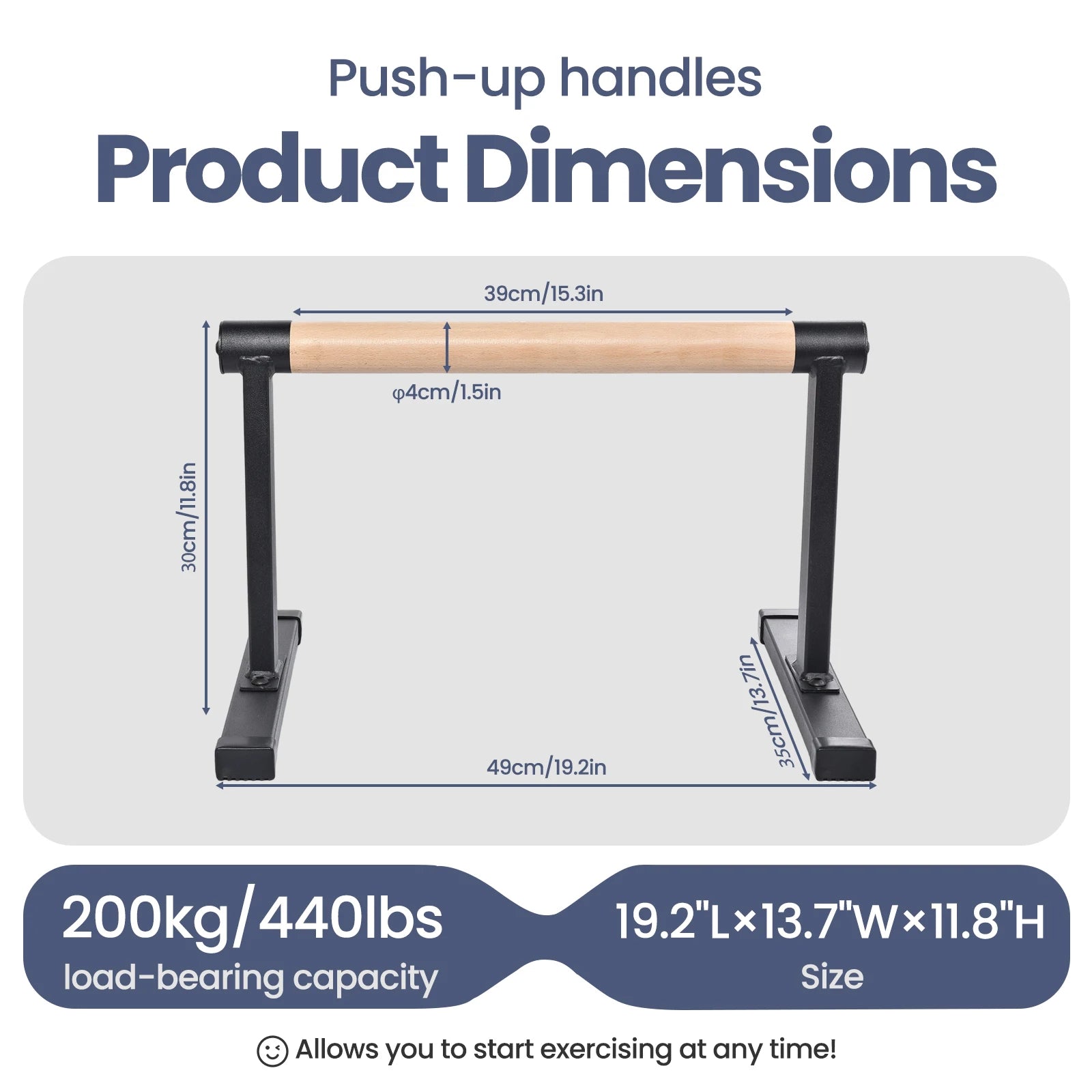 Push Up Bars Parallettes Bars Non Slip Ergonomic Arm Strength Trainer Support 440.9Lbs Heavy Duty Calisthenics Equipment for Home Gym Upper Body Strengthener Exercise Fitness Workout Stands for Men Women