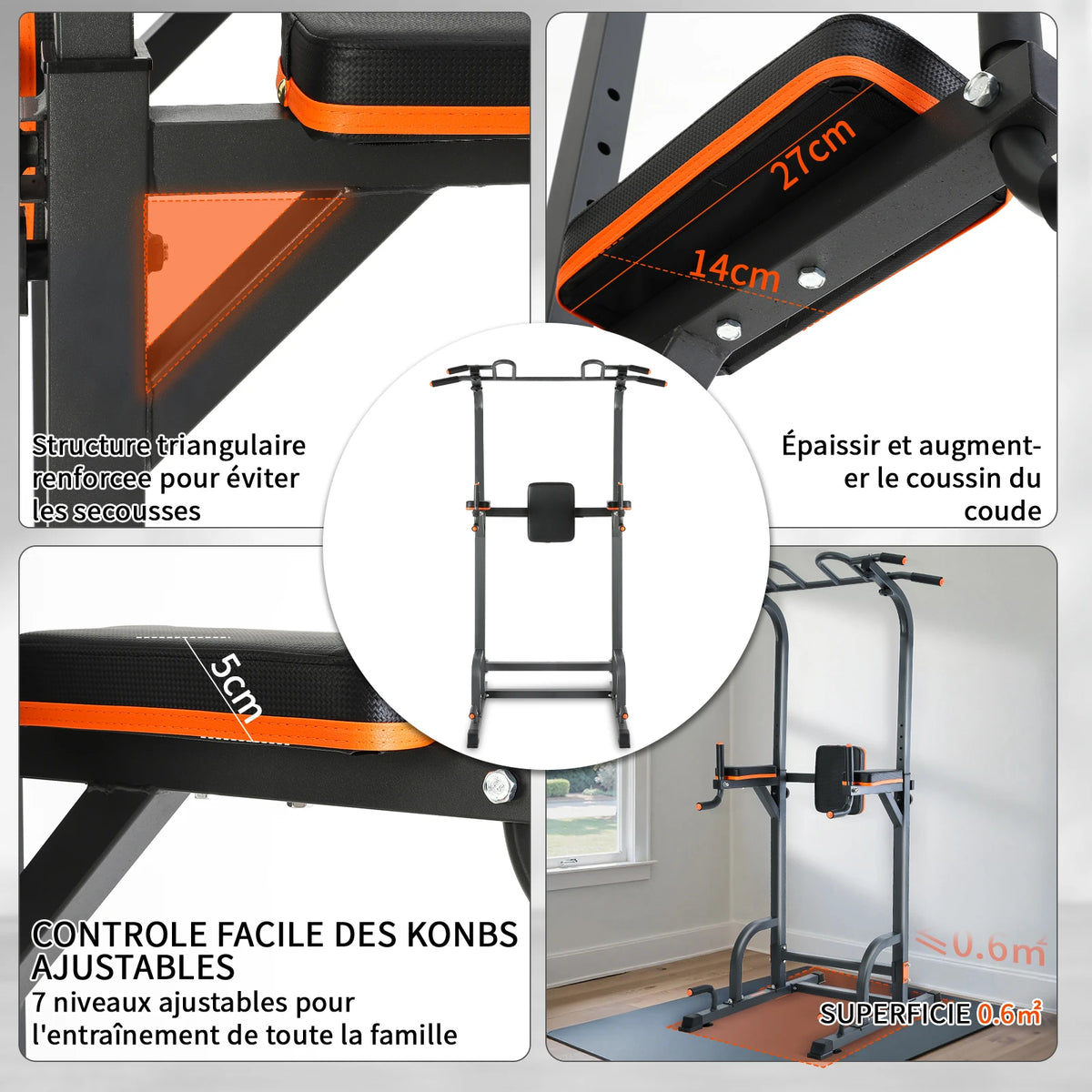 ISE Power Tower Pull-up Bar Roman Chair Adjustable Height Multifunctional Dip Abdominal Strength Training Station Home Workout, Armrests, Fitness, Roman Chair Weight Training