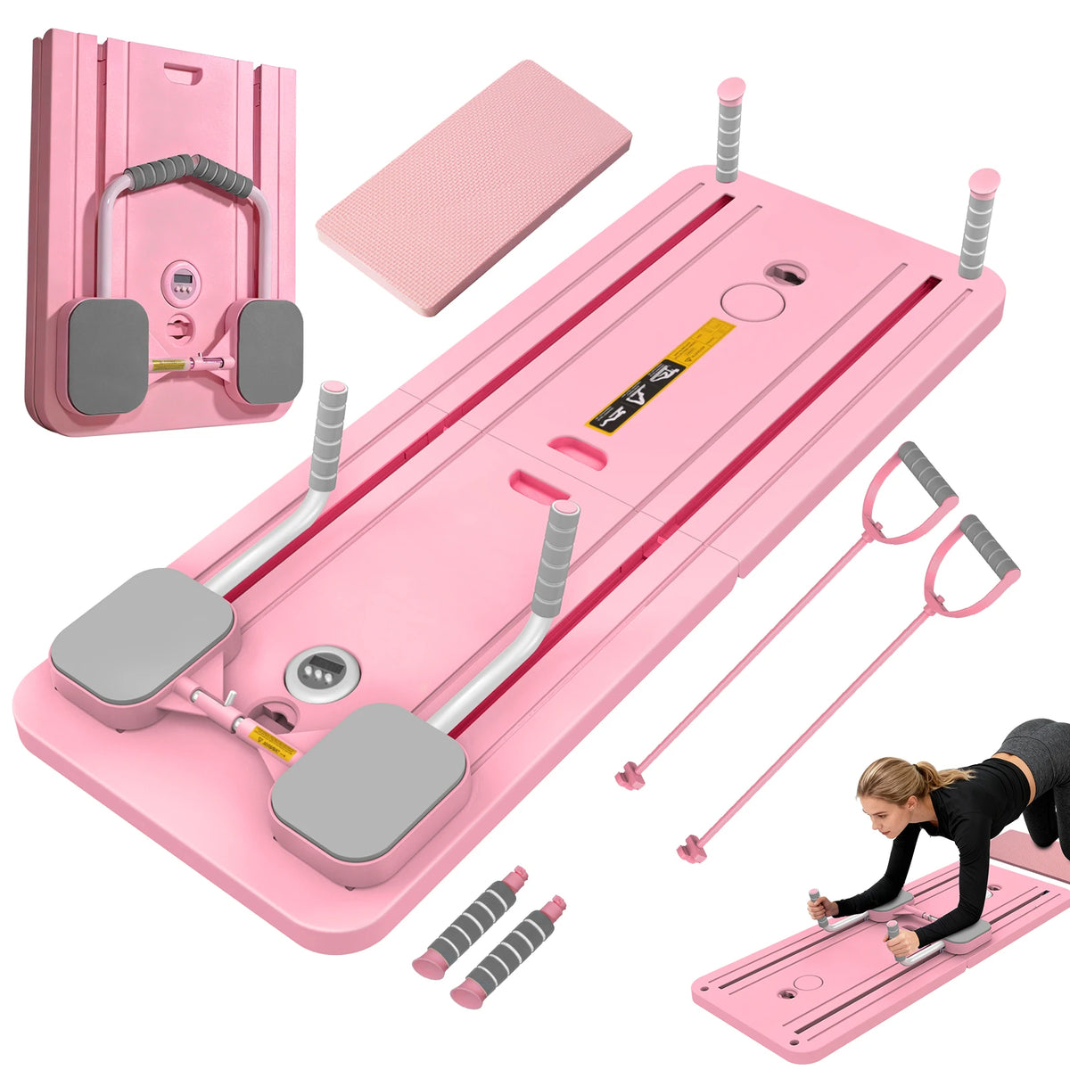 Multifunctional Abdominal Fitness Board Home Gym Exercise Board Pilates Assistant Pushup Stand, Home Fitness Ab Roller Wheel