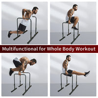 78-99cm Height Adjustable Dip Bar Station 50.8-69cm Adjustable Top Width 99-129cm Extendable Base Parallel Bars 249KG Weight Load Reinforced Steel Non Slip Rubber Feet Multi Functional Home Gym Workout Equipment for Push Up P