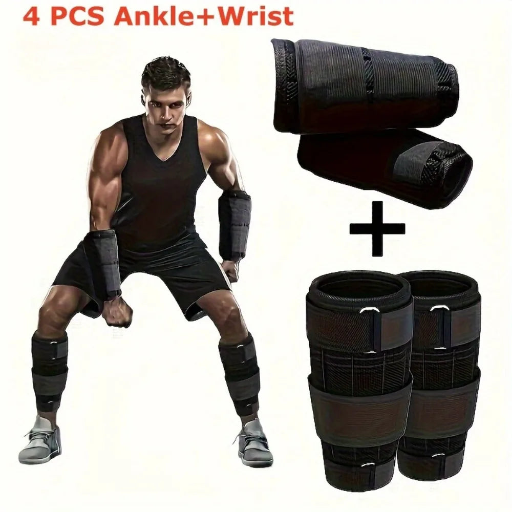 4Pcs Adjustable Ankle Wrist Weight Sandbags Fitness Running Leg Training Weight Bearing Sandbags for Men Women