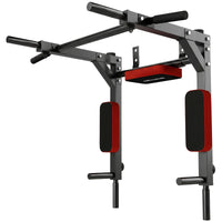 Sportnow Pull-Up Bar and Wall Mount 2 in 1, Multifunctional Pull-Up Bar with Non-Slip Handles, Load 200 Kg, for Exercise and Training at Home, Gym, Red