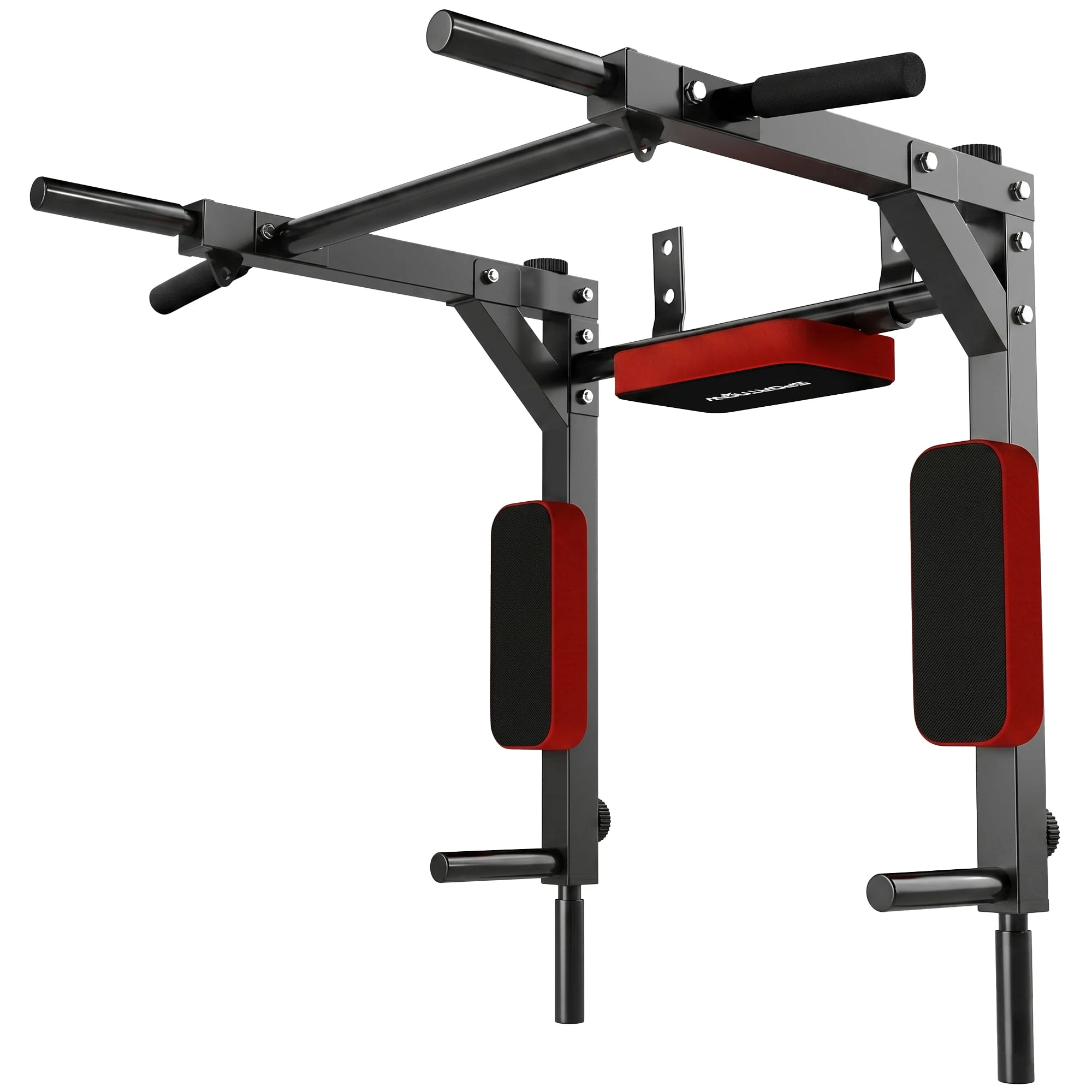 Sportnow Pull-Up Bar and Wall Mount 2 in 1, Multifunctional Pull-Up Bar with Non-Slip Handles, Load 200 Kg, for Exercise and Training at Home, Gym, Red
