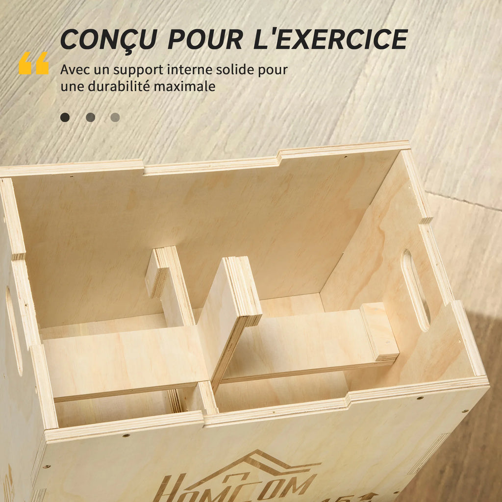 HOMCOM Box jump 1 plyometry 3 box bodybuilding jump fitness & Cross-workout plyobox for Box training 40/45/60 cm drink