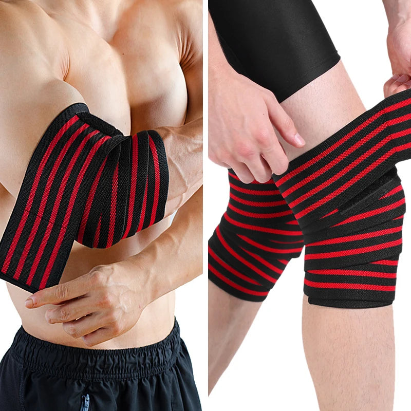 1PC Fitness Compression Straps 100/170cm Elbow Pads for Bench Presses Knee Pads for Squats Wrap-around Support Sporting Braces