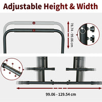 78-99cm Height Adjustable Dip Bar Station 50.8-69cm Adjustable Top Width 99-129cm Extendable Base Parallel Bars 249KG Weight Load Reinforced Steel Non Slip Rubber Feet Multi Functional Home Gym Workout Equipment for Push Up P