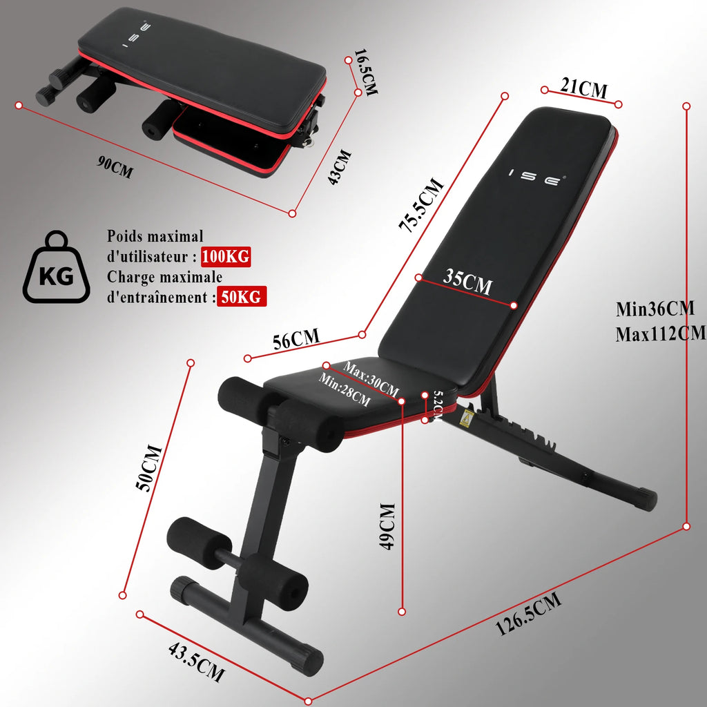 Banc de Musculation Pliable Réglable