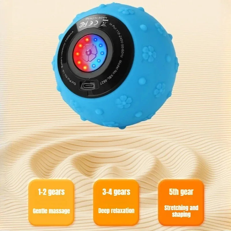 Rechargeable 5 Gears Vibrating Massage Ball Portable Peanut Massager Vibrating Foam Roller for Fitness Mobility Yoga Relaxation