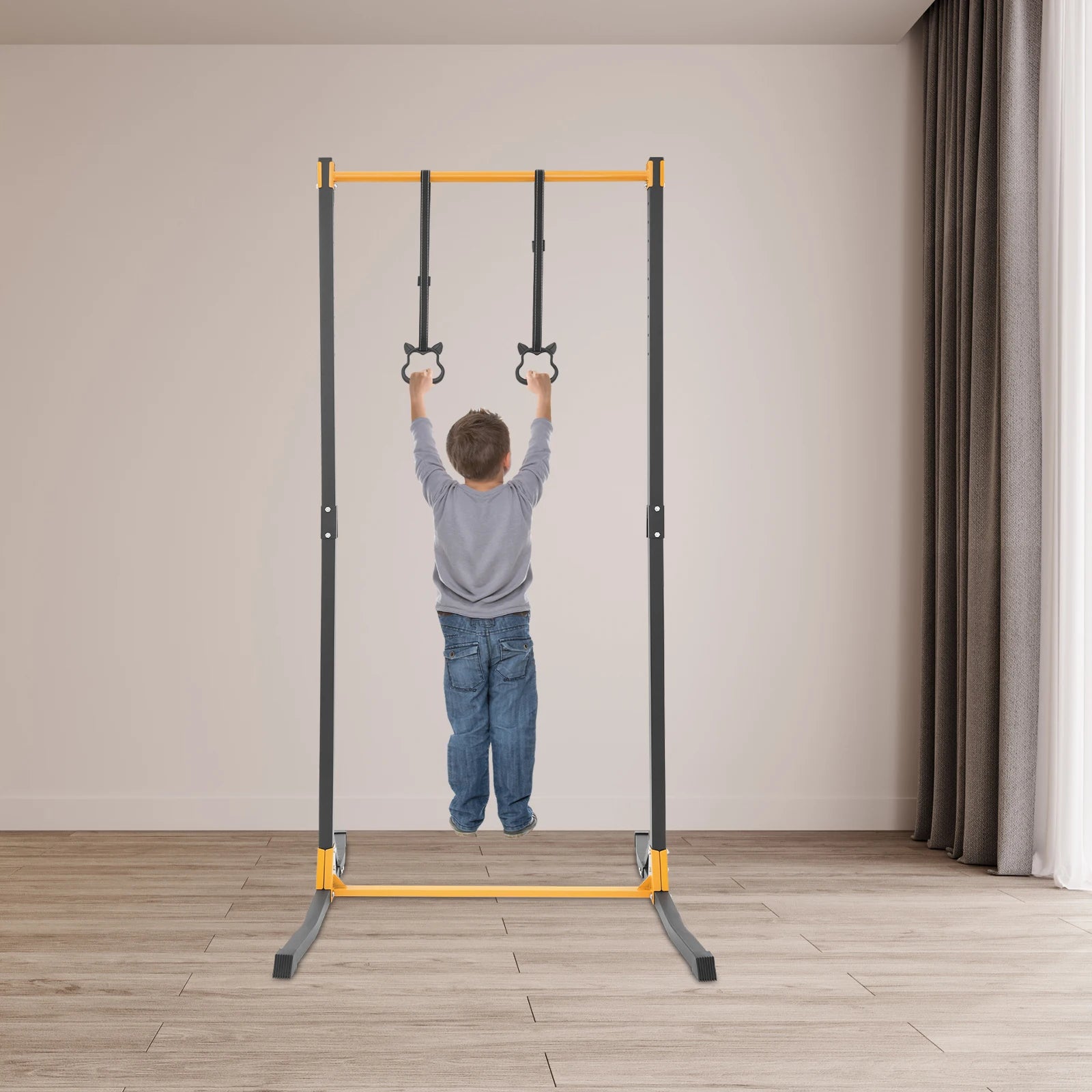 Free Standing Pull Up Station 400KG Heavy Duty Steel Frame 11 Levels Height Adjustable H-shaped Stable Base Anti-slip Grip Fitness Pull-up Bar Dip Stand for Home Gym Full Body Workout Training Equipment