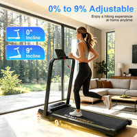 RAMYPOKET Walking Pad Foldable With Incline 9% , 2.5HP 1-10km/h Walking Pad With APP&LED, Max 150kg Treadmill For Home & Office