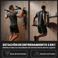 Sportnow Pull-Up Bar and Wall Mount 2 in 1, Multifunctional Pull-Up Bar with Non-Slip Handles, Load 200 Kg, for Exercise and Training at Home, Gym, Red