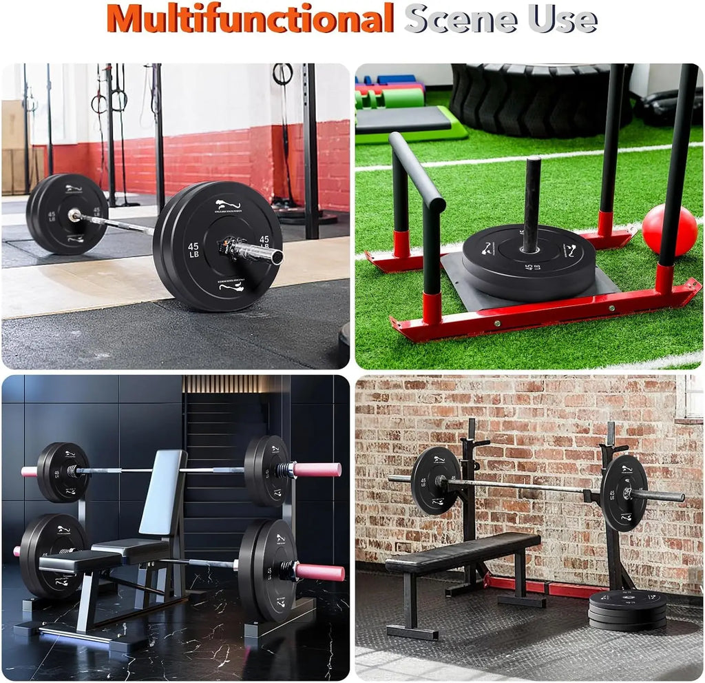 Garvee 2 Inch Rubber Bumper Plates Set, Universal Fit Barbell Weight Plates with Steel Insert, Odorless & Quiet Strength Training Plates for Home Gym, Balcony, Indoor Workout