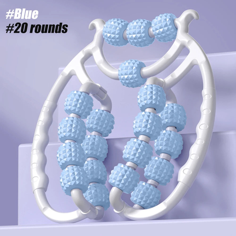 1pcs Trigger Point Massage Foam Roller Stick for Arms, Tennis Elbow Muscle Roller,Hard Spiky Massage Ball and 20 Wheel Cellulite