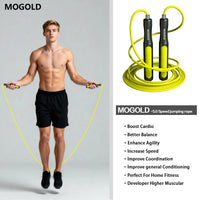 MOGOLD Professional Speed Skipping Rope – Inner Steel Core, No Tangles, Sturdy Durable, Non-Slip Grip | Fitness Fat Loss