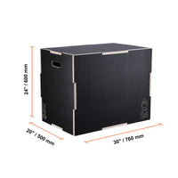 SucceBuy 3 in 1 Plyometric Jump Box Wooden Plyo Box Black For Home Gym Training Conditioning Strength Training