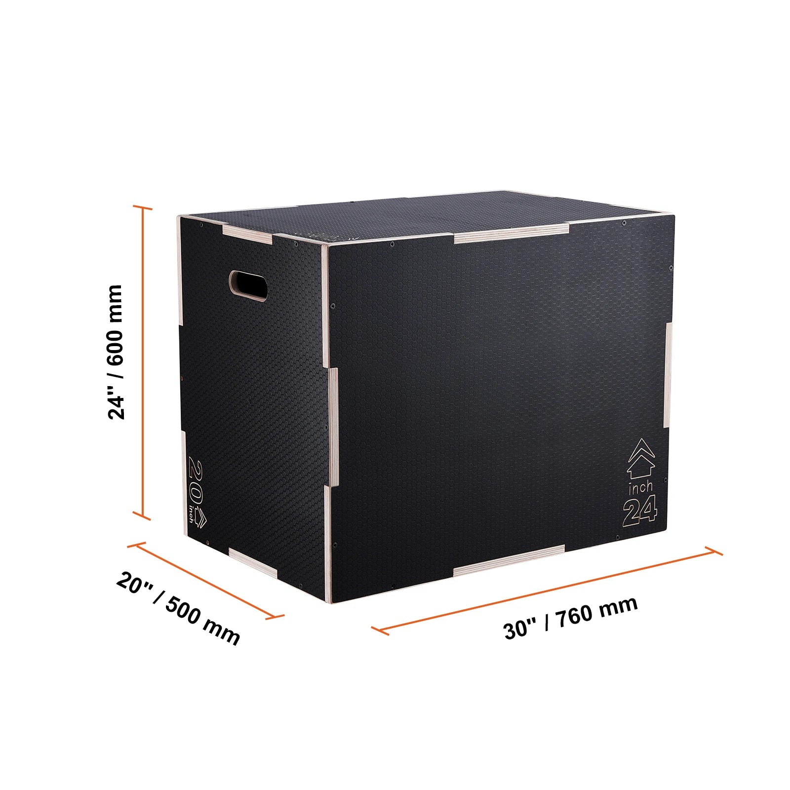 SucceBuy 3 in 1 Plyometric Jump Box Wooden Plyo Box Black For Home Gym Training Conditioning Strength Training