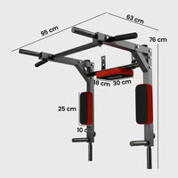 Sportnow Pull-Up Bar and Wall Mount 2 in 1, Multifunctional Pull-Up Bar with Non-Slip Handles, Load 200 Kg, for Exercise and Training at Home, Gym, Red