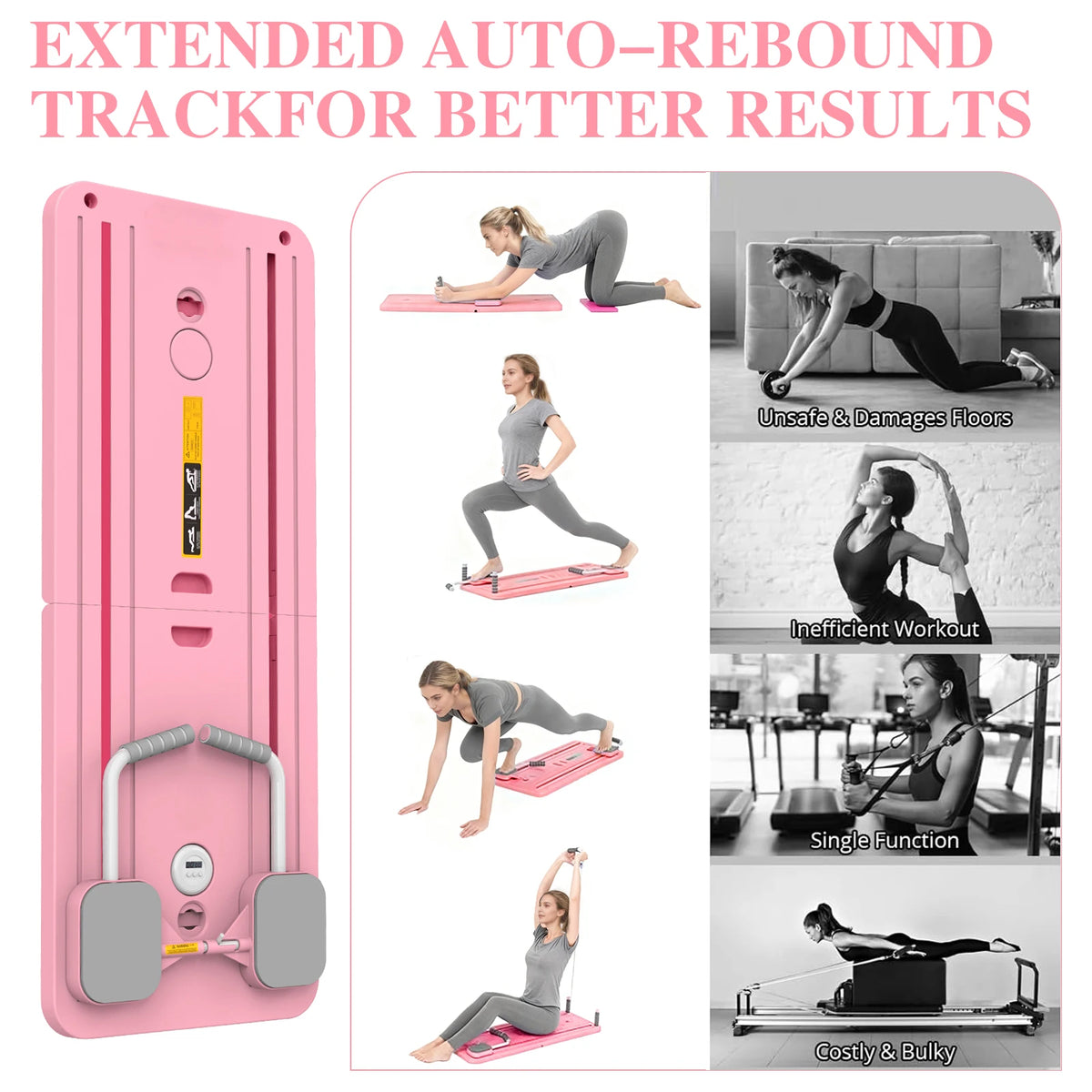 Multifunctional Abdominal Fitness Board Home Gym Exercise Board Pilates Assistant Pushup Stand, Home Fitness Ab Roller Wheel
