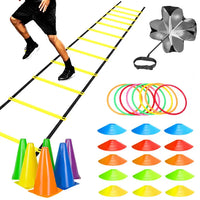 Agility Speed Ladder Nylon Straps Marking Discs Exerciser Resistance Drag Parachutes Sports Running Warm-Up Training Ladder Tool