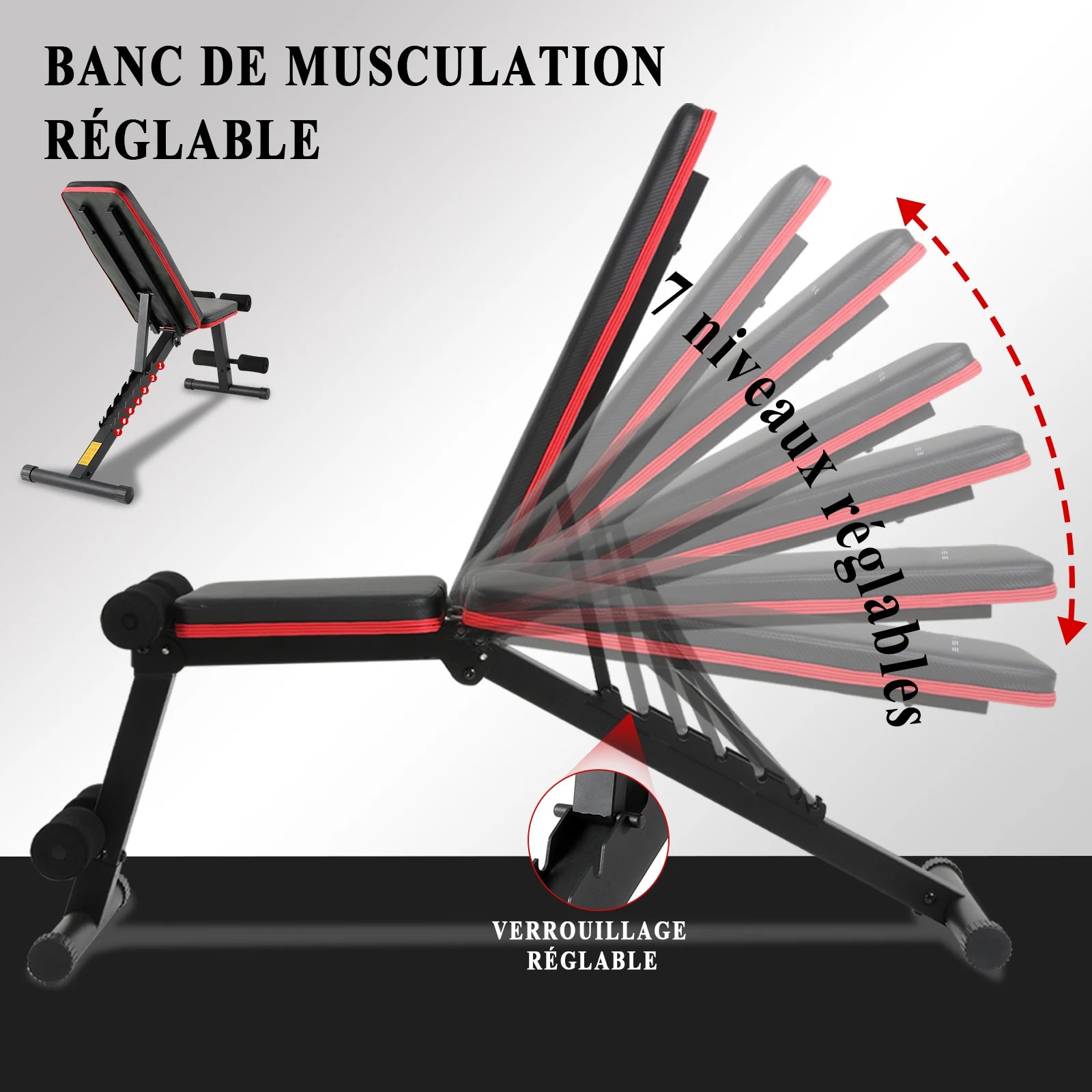 Banc de Musculation Pliable Réglable