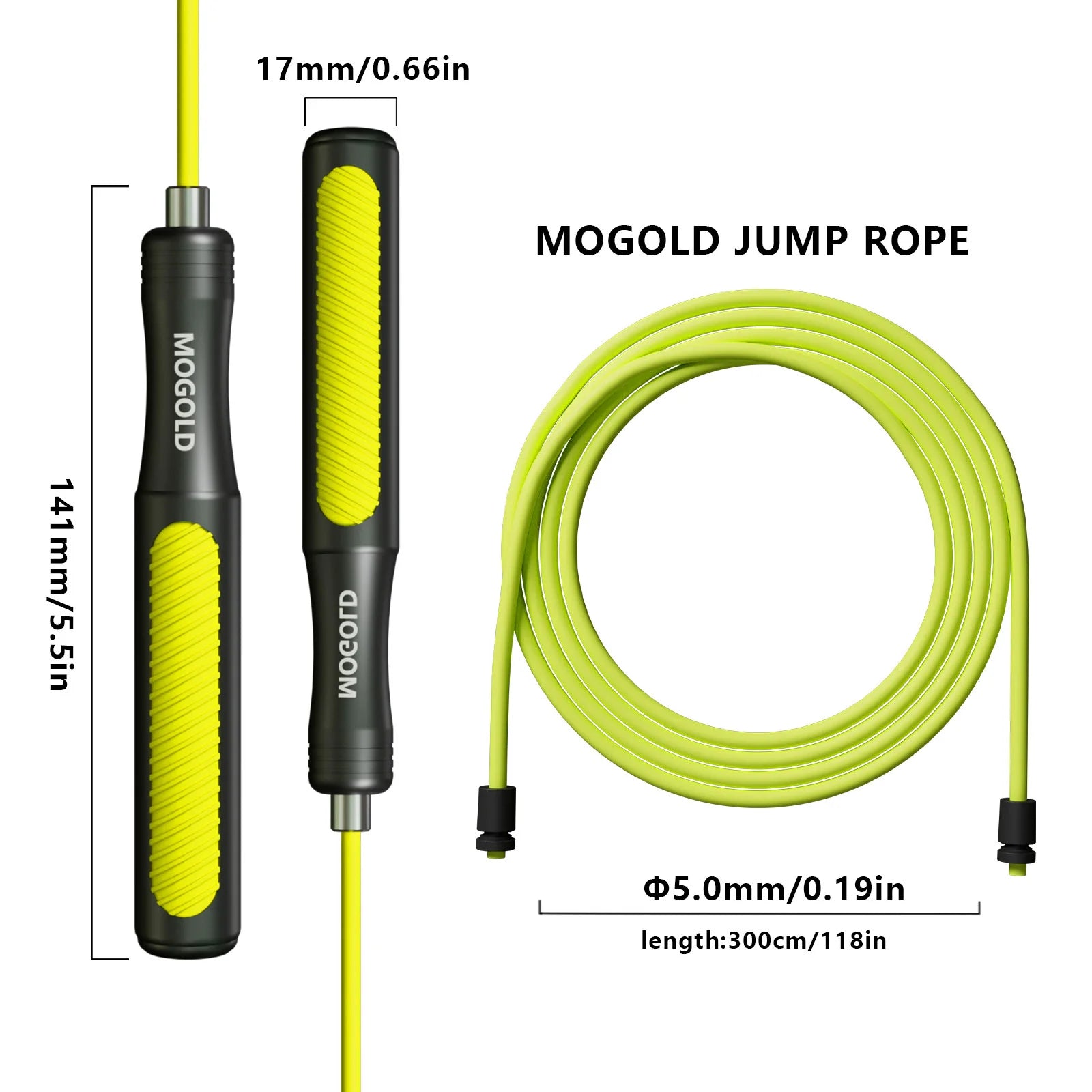 MOGOLD Professional Speed Skipping Rope – Inner Steel Core, No Tangles, Sturdy Durable, Non-Slip Grip | Fitness Fat Loss