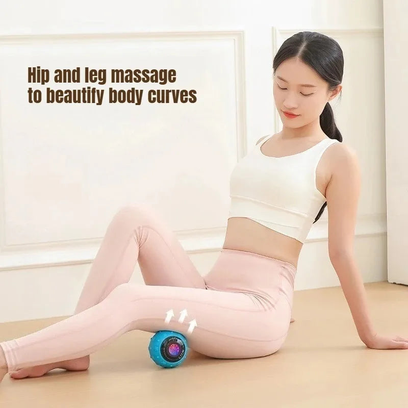 Rechargeable 5 Gears Vibrating Massage Ball Portable Peanut Massager Vibrating Foam Roller for Fitness Mobility Yoga Relaxation