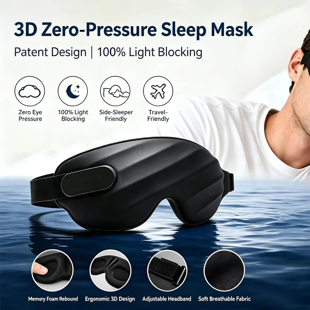 Mask For Sleep 3D Eye Mask Contoured Cup Blindfold Concave Molded Night Eye Mask Block Out Light with Women Men Adjustable﻿ ﻿