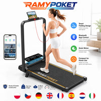RAMYPOKET Walking Pad Foldable With Incline 9% , 2.5HP 1-10km/h Walking Pad With APP&LED, Max 150kg Treadmill For Home & Office