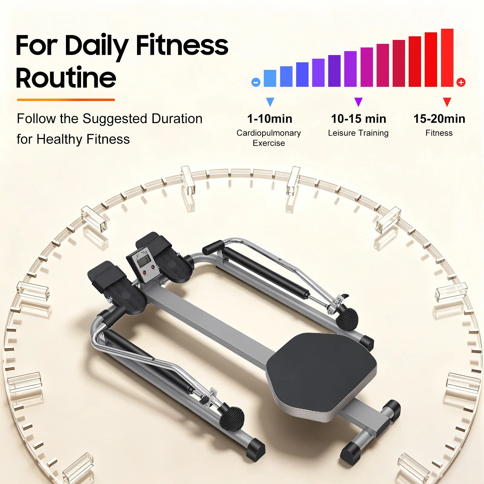 Home Rowing Equipment, Dual-Bar Hydraulic Rowing Machine,  110*61*21cm Indoor Rower With LCD Monitor For Gyms, Homes, Companies