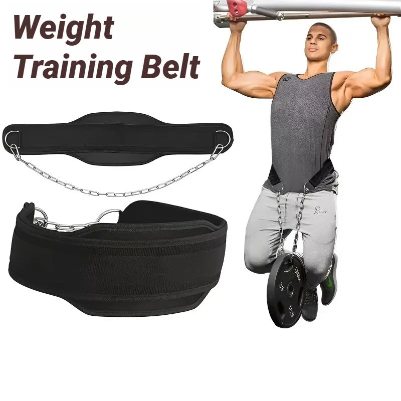 1Pcs New Style Weight Lifting Back Gym With Chain For Fitness Bodybuilding Pull Up Strength Training Load Waist Strap Thicken