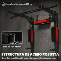 Sportnow Pull-Up Bar and Wall Mount 2 in 1, Multifunctional Pull-Up Bar with Non-Slip Handles, Load 200 Kg, for Exercise and Training at Home, Gym, Red