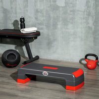 HOMCOM aerobic aerobic fitness height adjustable 10/15/20 levels cm non-slip surface plastic 78x28x20 cm gray and red