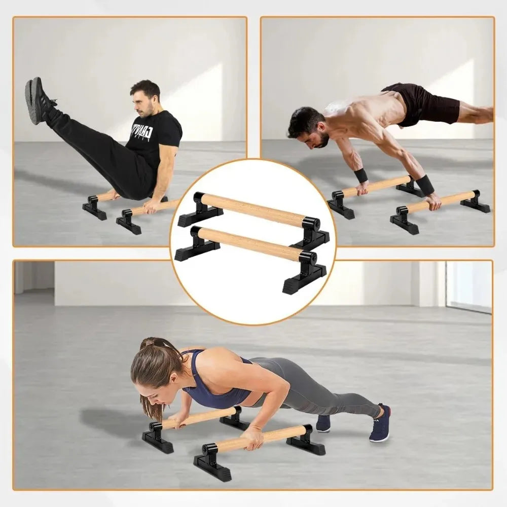 Wooden Non-Slip Parallettes Push Up Bars, Premium Calisthenics Dip Handles for Gymnastics, Handstand & Core Strength Training – Ideal for Planche Progression, Home Bodyweight Workouts