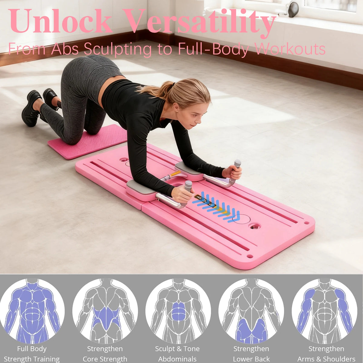 Multifunctional Abdominal Fitness Board Home Gym Exercise Board Pilates Assistant Pushup Stand, Home Fitness Ab Roller Wheel