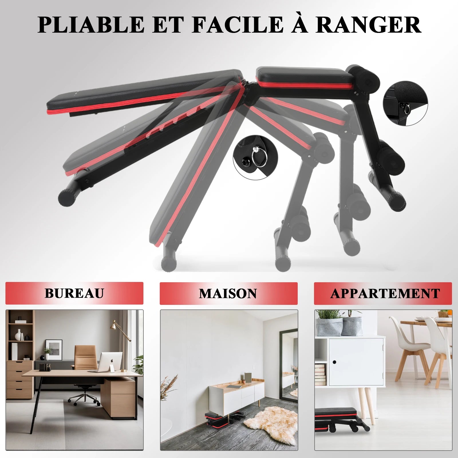 Banc de Musculation Pliable Réglable