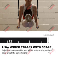 Wood Gymnastic Rings Adjustable Number Scale Straps Cam Buckle Rings 28/32mm Heavy Duty for Pull Up Bar Workout Exercise