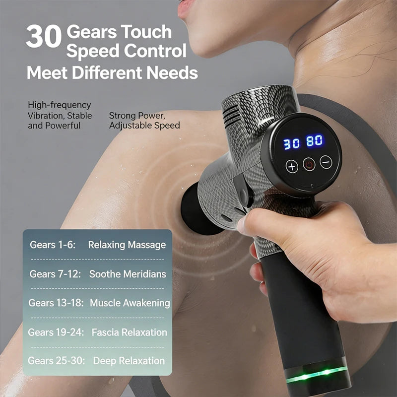 Deep Muscle Fascia Gun Electric Impact Massage Gun For Body,Neck,Back and Legs,Muscle Relaxation Massager Touch Screen 30 Levels