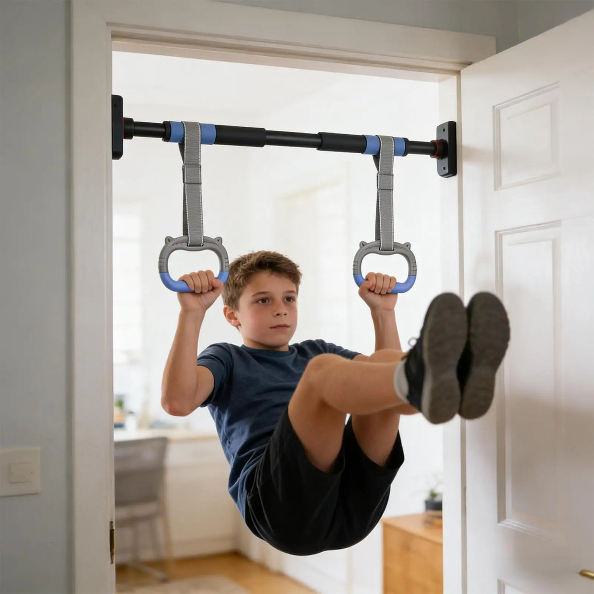 Gymnastic Rings Set Childrens Home Fitness Training Equipment with Adjustable Buckle Heightening Pull Ring for Physical Training