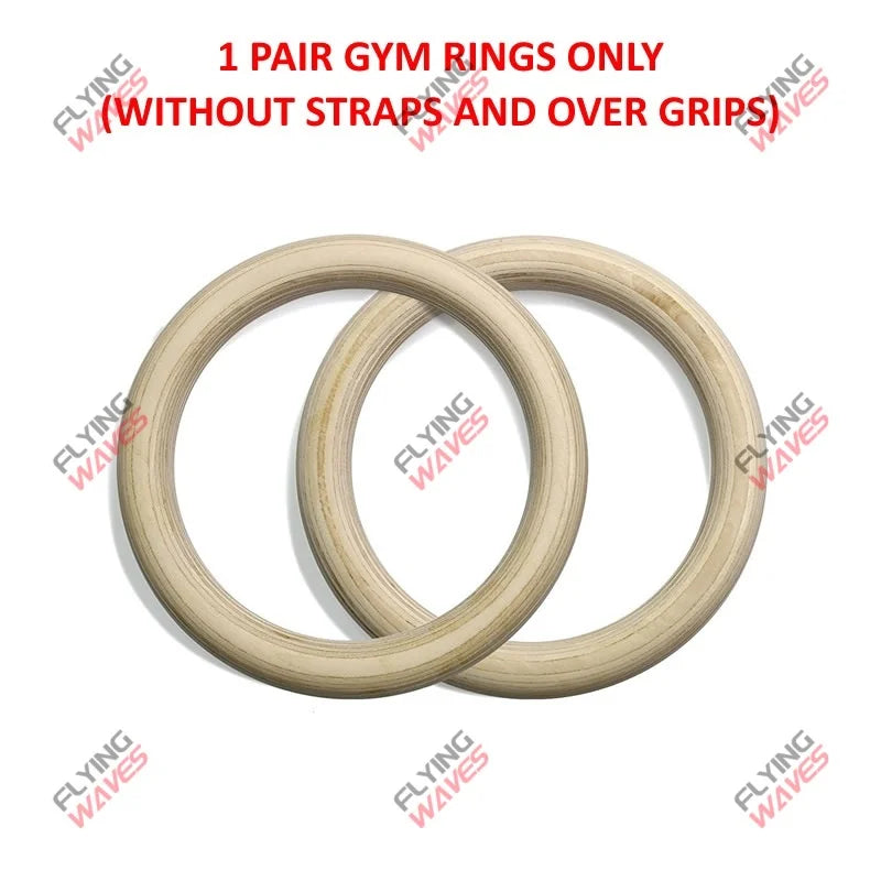 Wood Gymnastic Rings Adjustable Number Scale Straps Cam Buckle Rings 28/32mm Heavy Duty for Pull Up Bar Workout Exercise