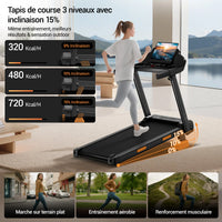UMAY 3.0HP Home Treadmill 15% Manual Incline Foldable Running Machine 400LBS Weight Capacity LED Display Walking Pad For Indoor Workout