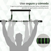 Homcom Multifunctional Pull-Up Bar Wall-Mounted Pull-Up Bar with Non-Slip Handles Load 110 kg for Exercise and Training at Home Gym Black and Green