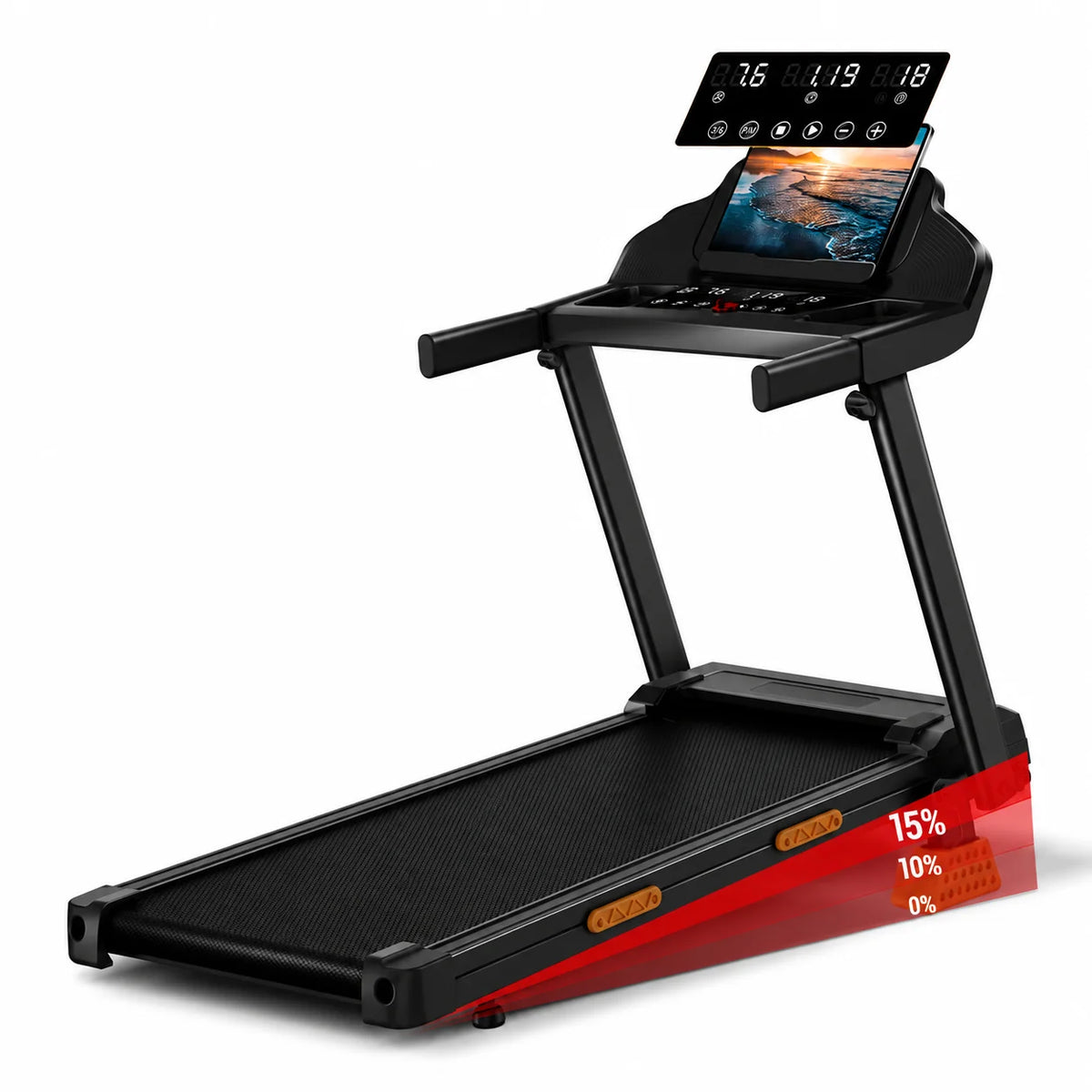 UMAY 3.0HP Home Treadmill 15% Manual Incline Foldable Running Machine 400LBS Weight Capacity LED Display Walking Pad For Indoor Workout
