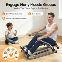 Home Rowing Equipment, Dual-Bar Hydraulic Rowing Machine,  110*61*21cm Indoor Rower With LCD Monitor For Gyms, Homes, Companies