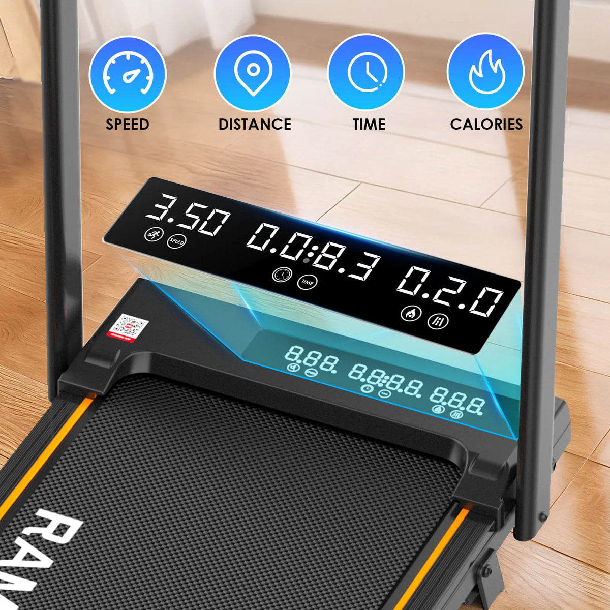 RAMYPOKET Walking Pad Foldable With Incline 9% , 2.5HP 1-10km/h Walking Pad With APP&LED, Max 150kg Treadmill For Home & Office