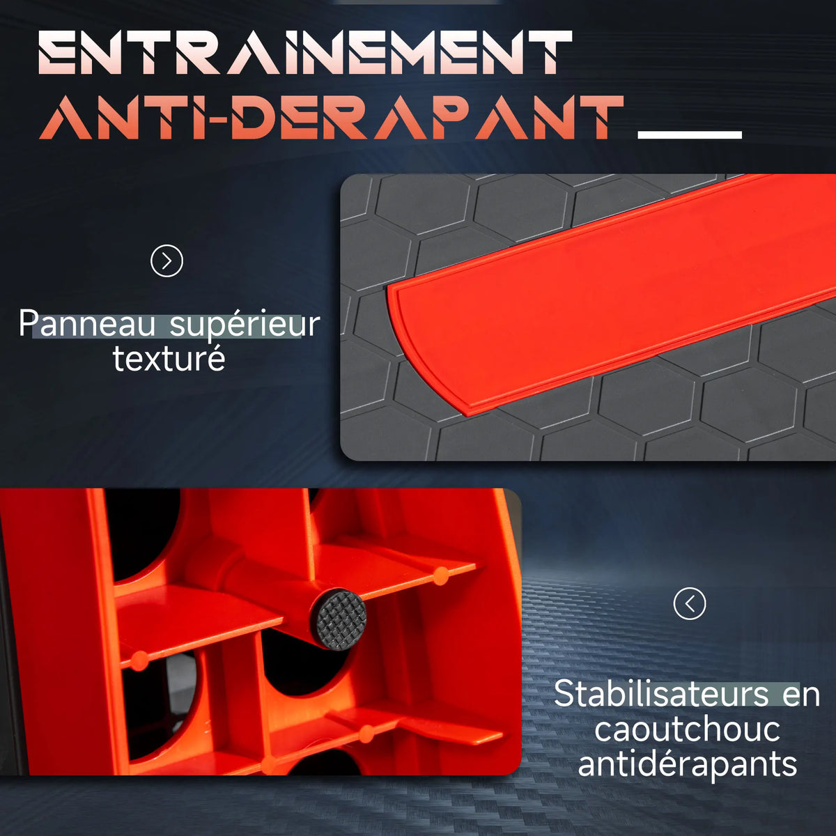 HOMCOM aerobic aerobic fitness height adjustable 10/15/20 levels cm non-slip surface plastic 78x28x20 cm gray and red