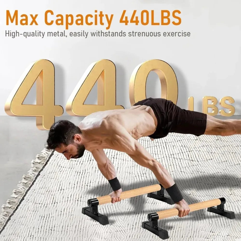 Wooden Non-Slip Parallettes Push Up Bars, Premium Calisthenics Dip Handles for Gymnastics, Handstand & Core Strength Training – Ideal for Planche Progression, Home Bodyweight Workouts