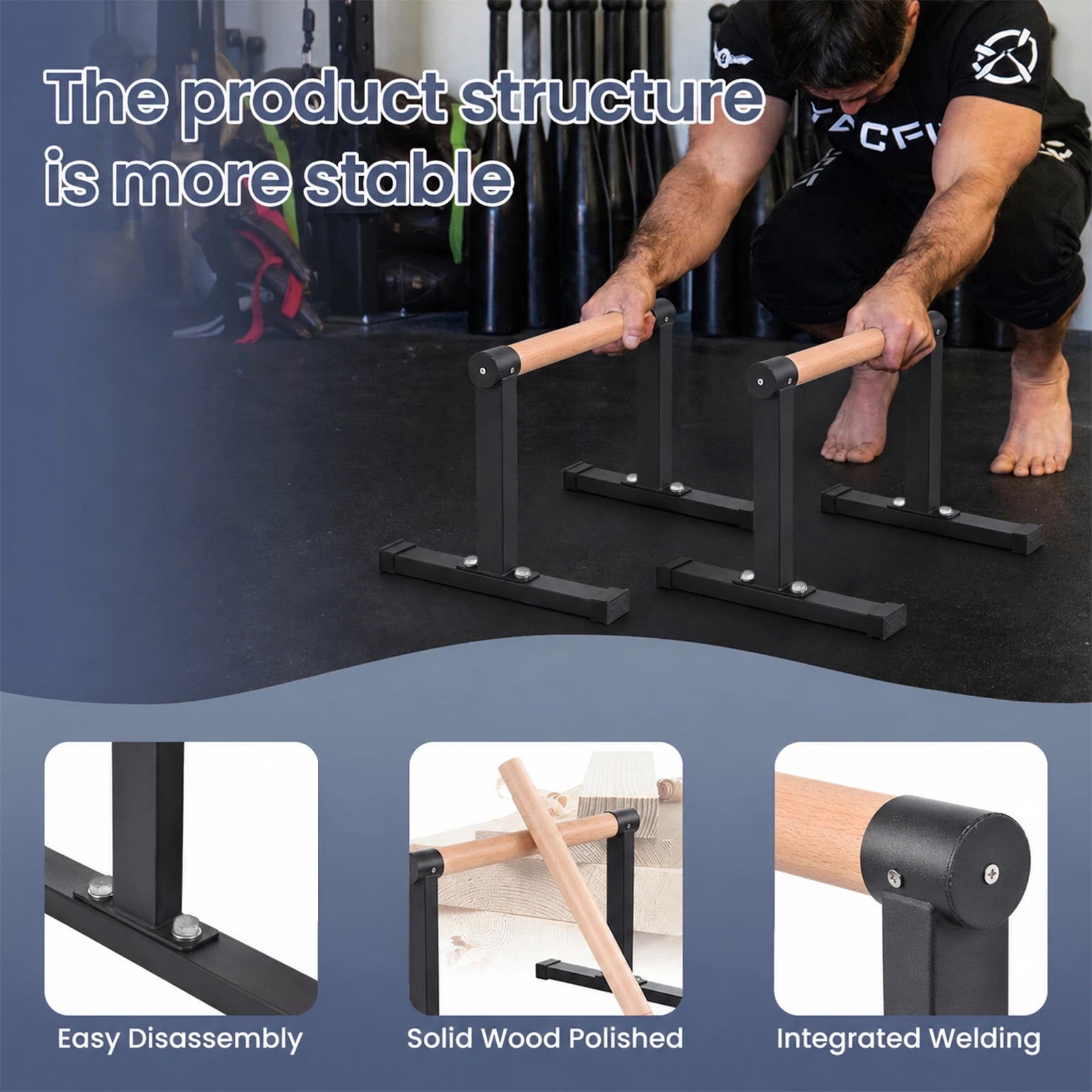 Push Up Bars Parallettes Bars Non Slip Ergonomic Arm Strength Trainer Support 440.9Lbs Heavy Duty Calisthenics Equipment for Home Gym Upper Body Strengthener Exercise Fitness Workout Stands for Men Women