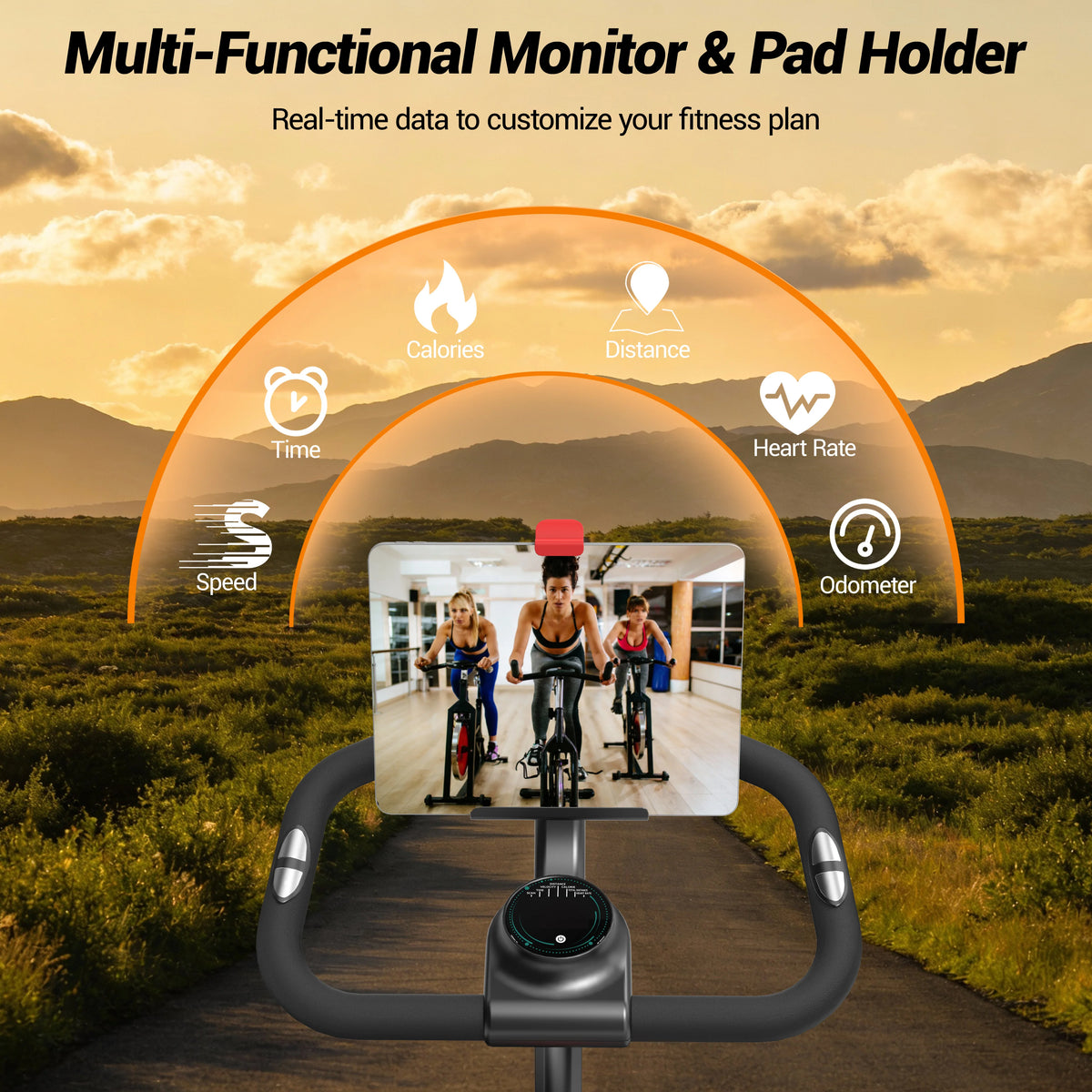 ROBORE CBE10 Folding Exercise Bike, Indoor Spinning Bike, Ergometer with Heart Rate Monitor & Smart LED Display, Home Trainer for Home Use, Comfortable Seat, Up to 136 kg, Extremely Stable, Suitable for All Body Heights, Prac